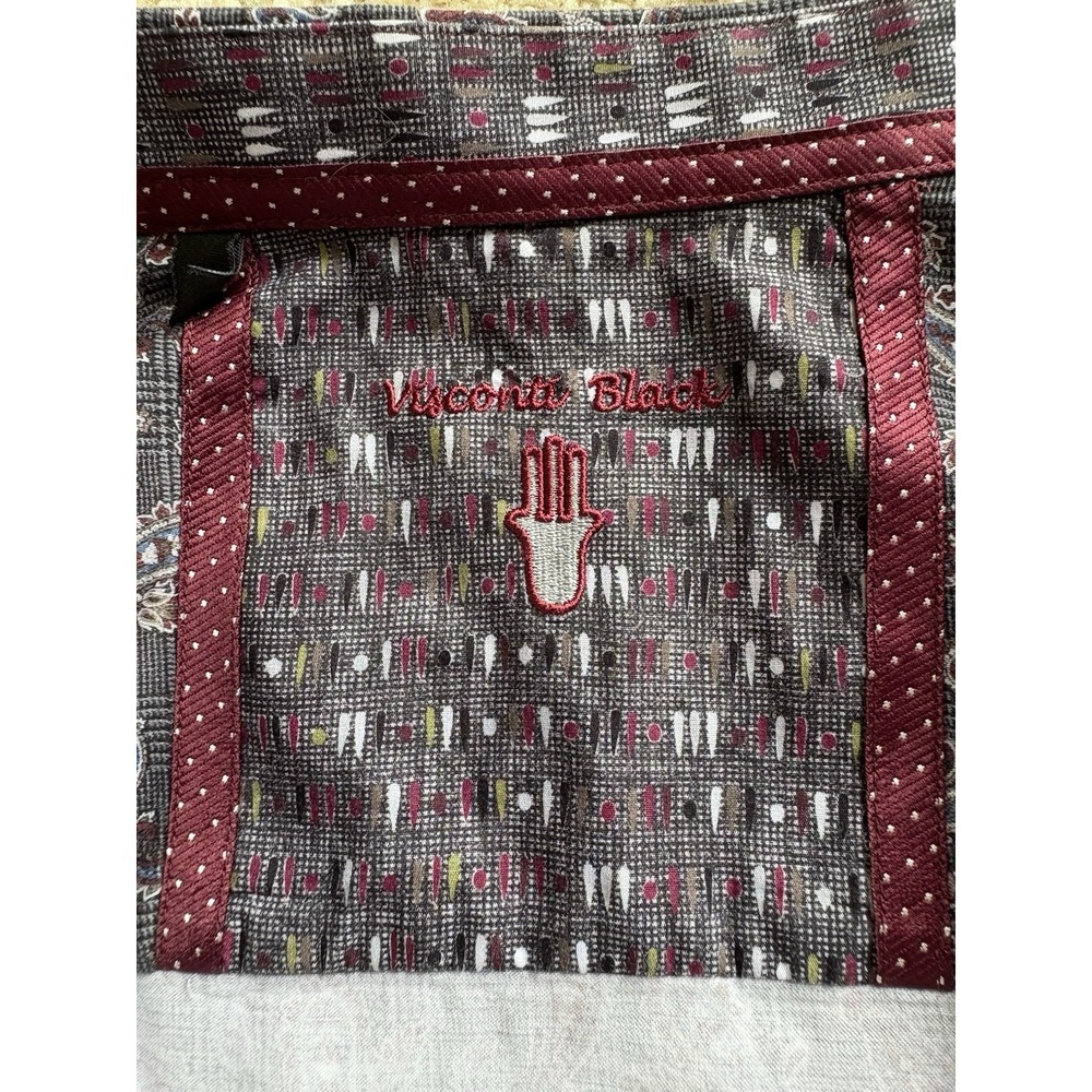 Luchiano Visconti XL Gray Paisley Shirt‎ Red Trim Made in Turkey Stretch EUC - Picture 5 of 11